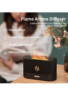 بيوينتي Humidifier Flame Aroma Diffuser Aromatherapy Light Mist Atomizer Auto Off Protection for Spa Home Yoga Office 180ml Black  - Image 3