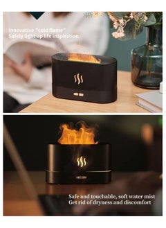 بيوينتي Humidifier Flame Aroma Diffuser Aromatherapy Light Mist Atomizer Auto Off Protection for Spa Home Yoga Office 180ml Black  - Image 2