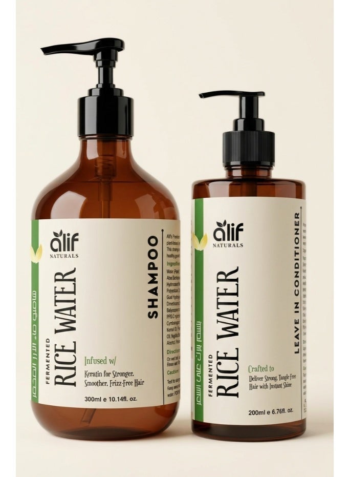 ALIF NATURALS Alif Naturals Rice Water & Keratin Shampoo & Leave-In ...