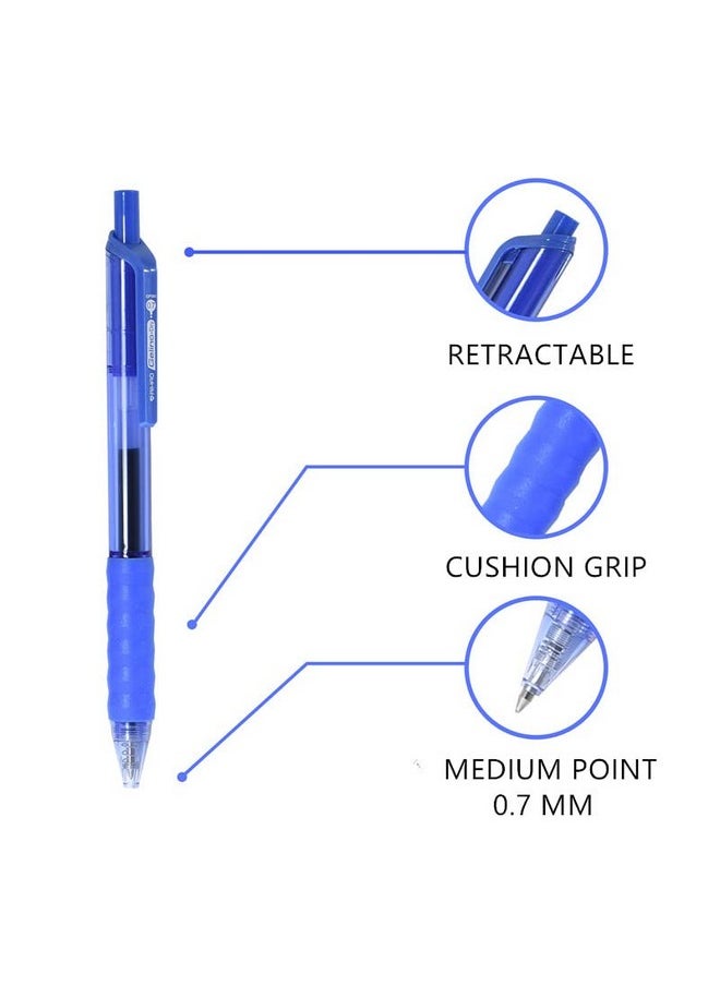 AIHAO - Blue Gel Pens, Blue Ink Medium Point 0.7Mm, Retractable Rollerball Gel Ink Pen For Smooth Writing, Journaling, Planner,12 Pack - Image 1