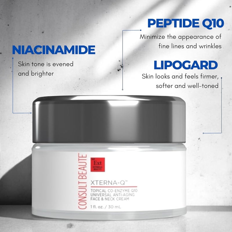Consult Beaute استشارة بيوتي XTERNAQ كريم مرطب ومصل للوجه مضاد للشيخوخة عالمي نهاري وليل CoQ10 للبشرة الجافة ثنائي ببتيد Q10 نياسيناميد لاستعادة حاجز البشرة وتقليل الخطوط والتجاعيد بشكل ملحوظ - Image 5