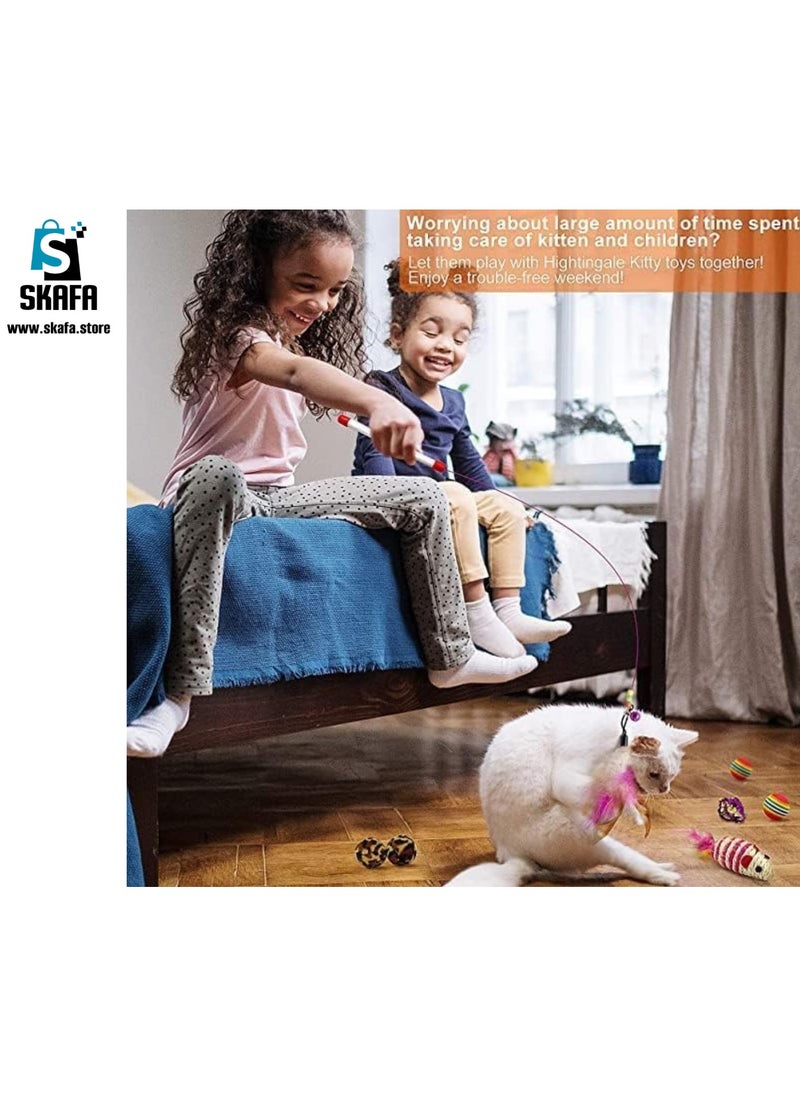 SKAFA - Cat Toys 15 pcs | Kitten Toys Assortments | Mini Tent, Cat Feather Teaser | Wand Interactive Feather Toy Fluffy Mouse, Crinkle Balls for Cat, Puppy, Kitty, Kitten - Image 1