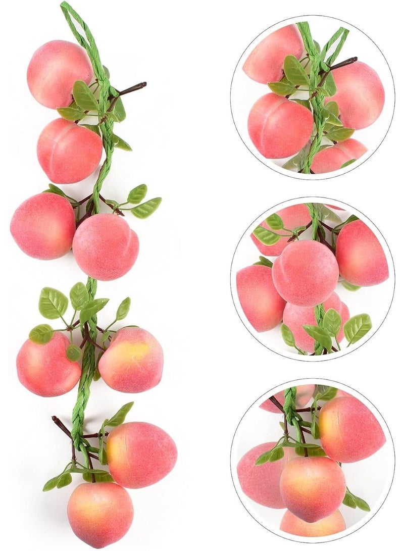 Artificial Peach Pendant Decor, set of 2 Pcs Lifelike Fake Fruit Peach String - Simulation Kitchen & Party Decoration, Home Wall Hanging - Image 1