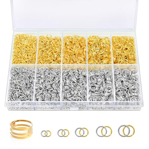 Qulltk 4600 Pcs Jump Rings for Jewelry Making Kit Gold & Silver, Open Rings with Opener Tools for Earrings, Keychains, Bracelet & Necklace Repair Supplies - Image 1