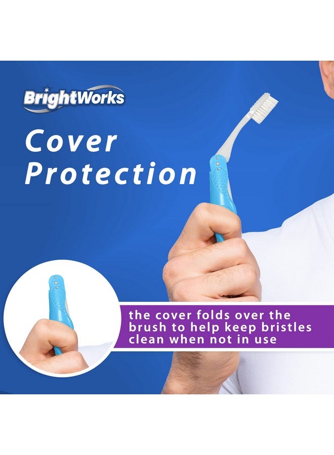 BrightWorks BrightWorks Folding Travel Toothbrush (6 Total, 3 Sets of 2) with Built-in Cover. Portable with Soft Bristles and Tongue Cleaner. for Camping, Hiking, Travel, Work, Gym, Purse, Backpack.  - Image 3