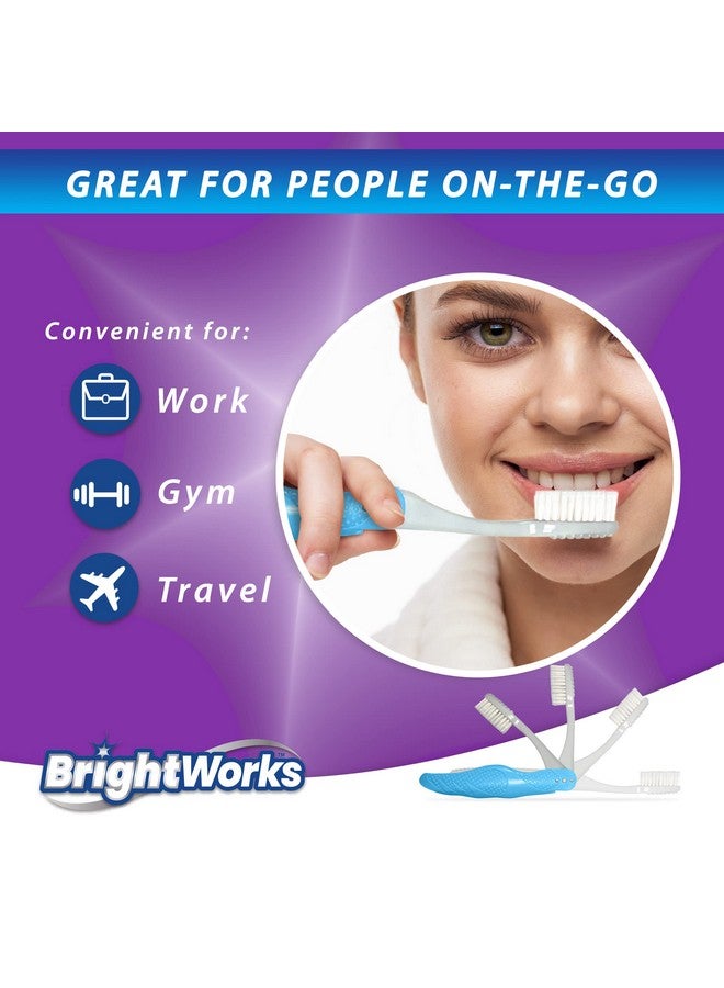 BrightWorks BrightWorks Folding Travel Toothbrush (6 Total, 3 Sets of 2) with Built-in Cover. Portable with Soft Bristles and Tongue Cleaner. for Camping, Hiking, Travel, Work, Gym, Purse, Backpack.  - Image 4