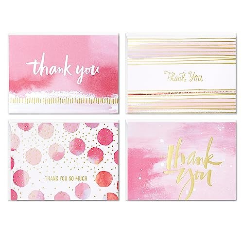 Hallmark Thank You Cards Assortment Pink and Gold Watercolor 40 Thank You Notes with Envelopes for Wedding Bridal Shower Baby Shower Business Graduation