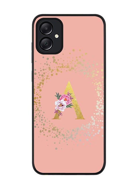 Rugged Black edge case for Samsung Galaxy A05 Case Cover- Custom Monogram Initial Letter Floral Pattern Alphabet-A  (Rose Pink )