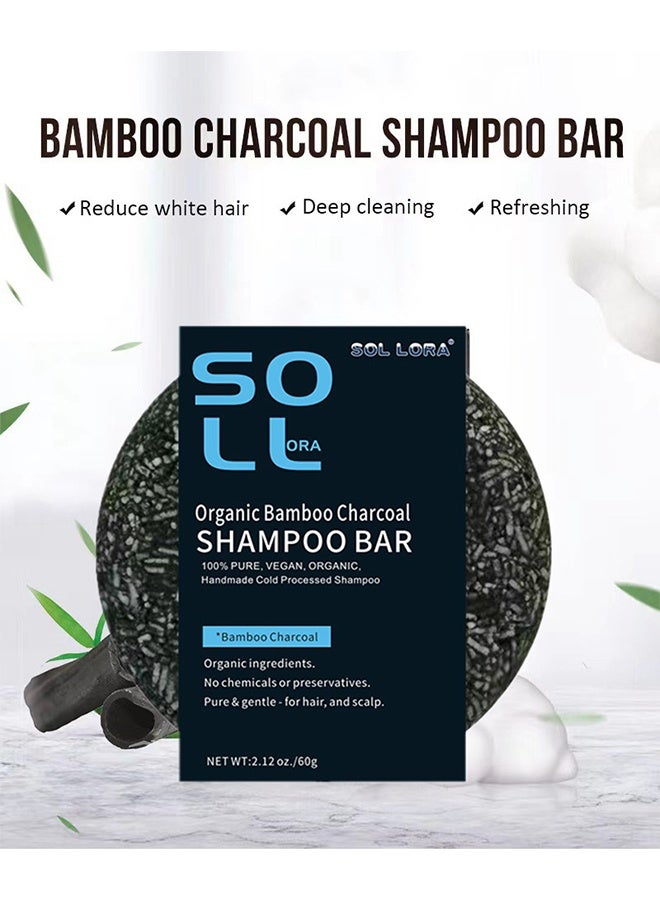 SOL LORA Organic Bamboo Charcoal Shampoo Bar Handmade Soap For Anti Hair Loss Treatment Better Hair Growth & Hair Nourishment Effective Solution For Hair Thinning & Breakage Unisex 60g - Image 5