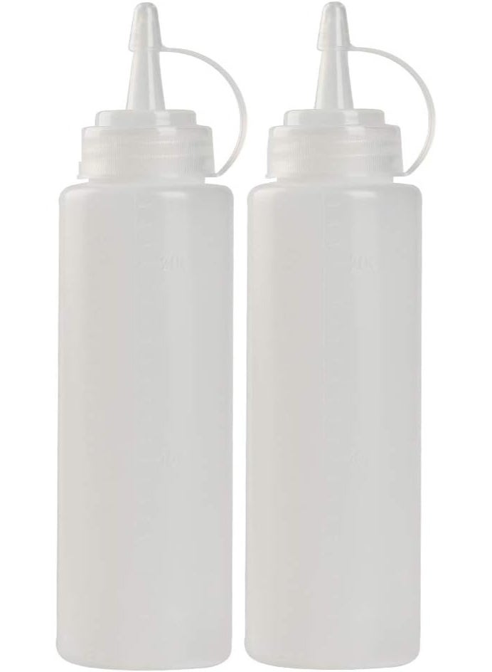 زجاجات توابل قابلة للضغط سعة 350 مل مع غطاء، قطعتان - بلاستيك شفاف - لصلصة الكاتشب والسلطة والخردل وزيت الزيتون - Image 1