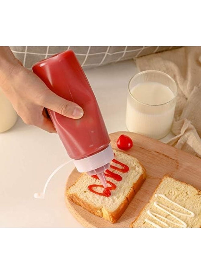 زجاجات توابل قابلة للضغط سعة 350 مل مع غطاء، قطعتان - بلاستيك شفاف - لصلصة الكاتشب والسلطة والخردل وزيت الزيتون - Image 5