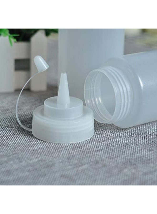 زجاجات توابل قابلة للضغط سعة 350 مل مع غطاء، قطعتان - بلاستيك شفاف - لصلصة الكاتشب والسلطة والخردل وزيت الزيتون - Image 3