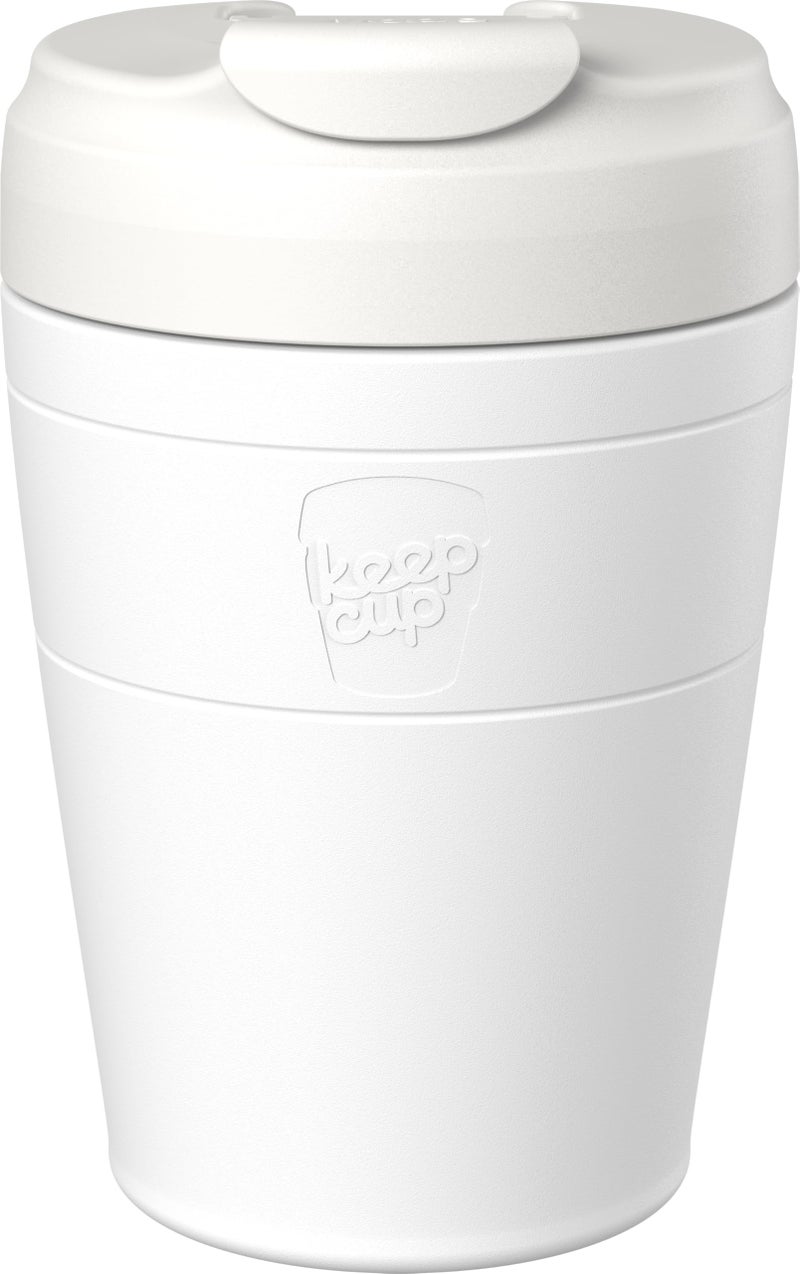 KeepCup Commuter Travel Mug Insulated Stainless Steel Reusable Coffee Cup with Spillproof Flip Lid 12oz340ml Bone White - Image 2