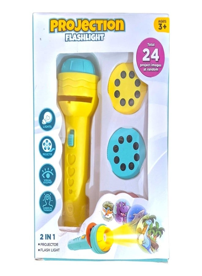 HRBS Mini Projector Torch Toy, 3 Slides 24 Patterns Slide I 2 in 1 Projector Flashlight Torch for Kids Projection Light Toy Slide Lamp Educational Learning Night Light, Return Gifts for Kids - Image 1