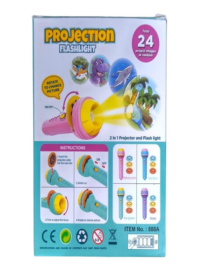 HRBS Mini Projector Torch Toy, 3 Slides 24 Patterns Slide I 2 in 1 Projector Flashlight Torch for Kids Projection Light Toy Slide Lamp Educational Learning Night Light, Return Gifts for Kids - Image 2