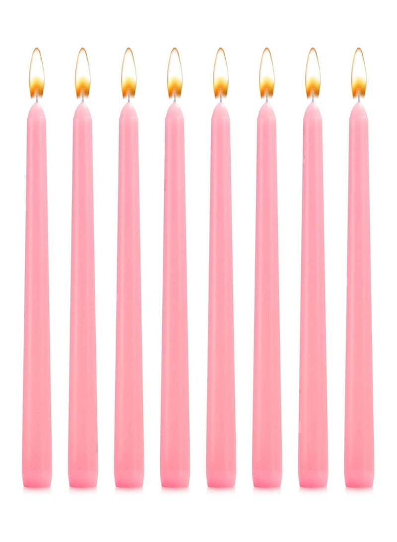 Tall Taper Candles 24 CM Pack of 8 Unscented Dinner Long Candles - Paraffin Wax with Cotton Wicks Long Burning Candle (Pink)  - Image 1