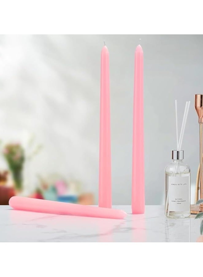 Tall Taper Candles 24 CM Pack of 8 Unscented Dinner Long Candles - Paraffin Wax with Cotton Wicks Long Burning Candle (Pink)  - Image 2