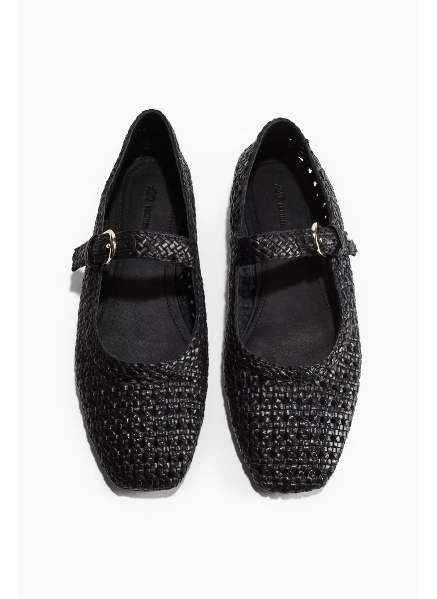 H&M Leather Mary Jane Ballet Pumps