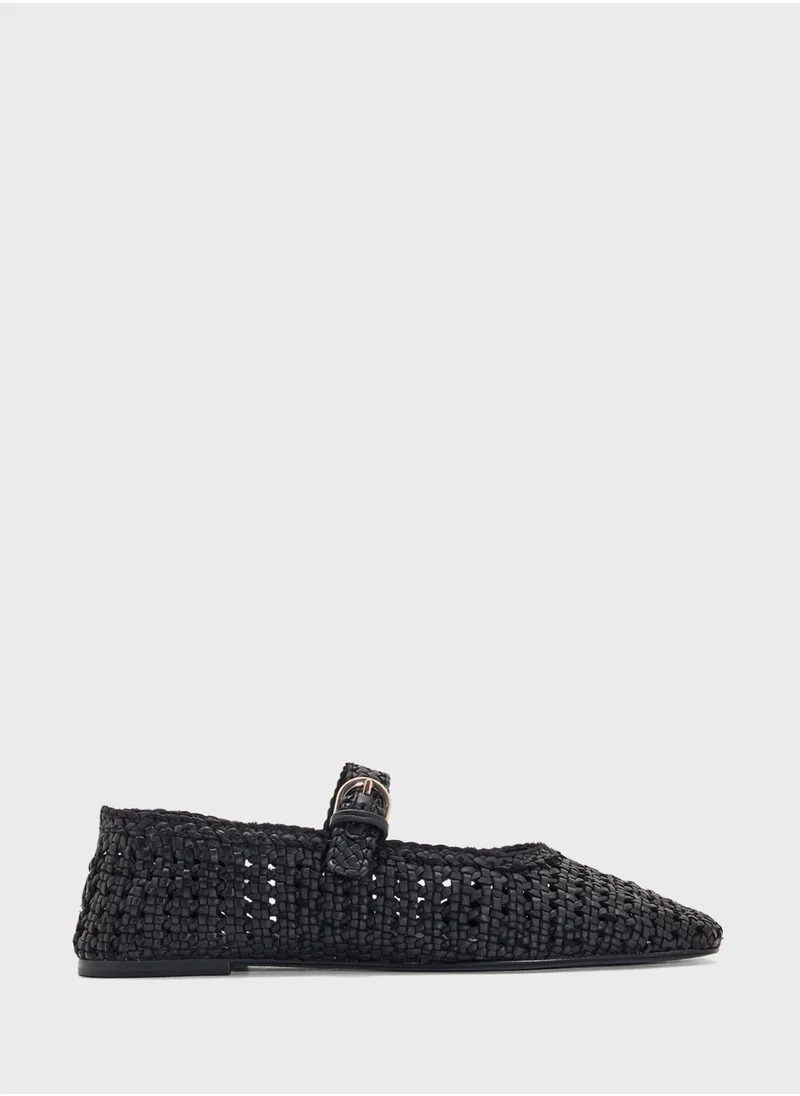 H&M Leather Mary Jane Ballet Pumps