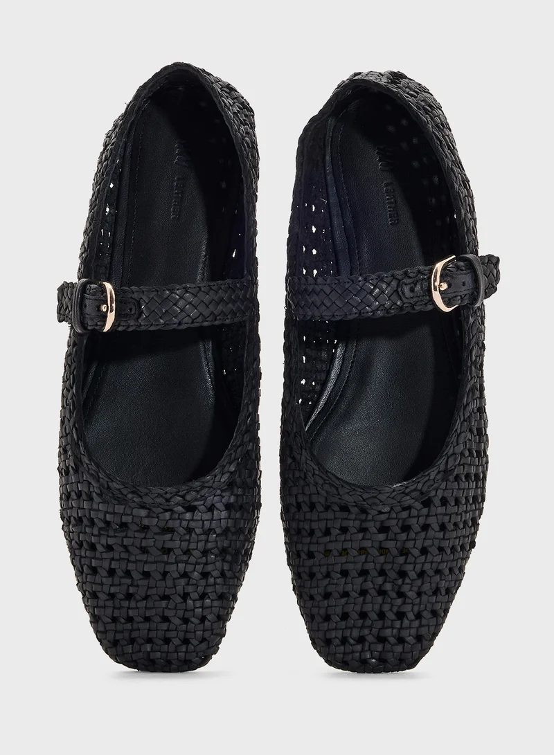 H&M Leather Mary Jane Ballet Pumps