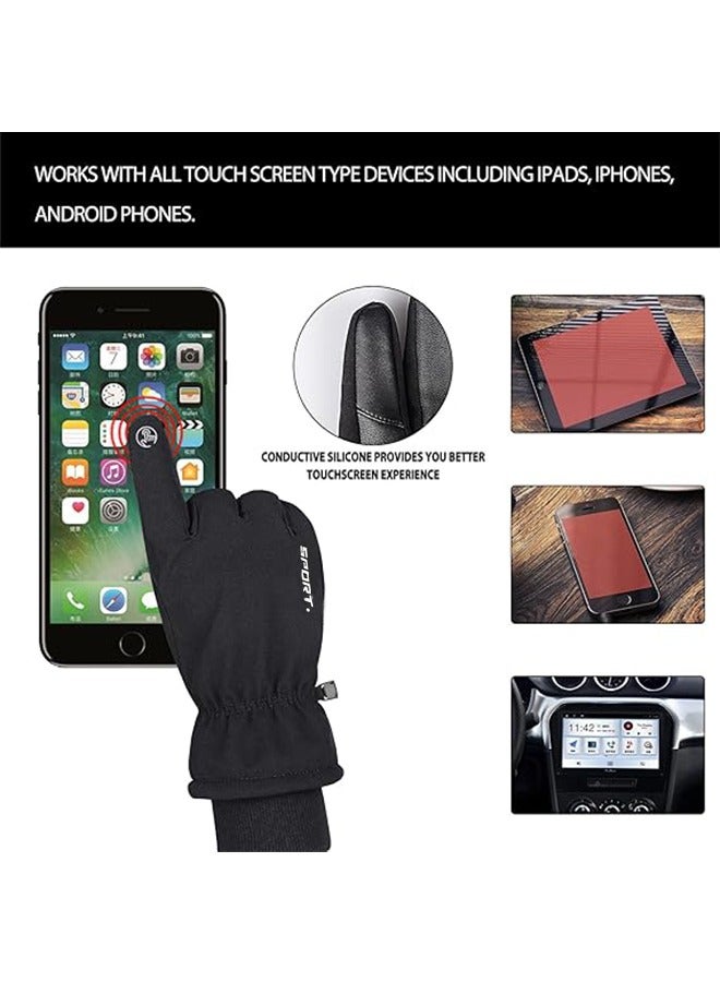 Jintai Thickened and Warm Skiing Touch Screen Gloves Winter Gloves Touchscreen Gloves Thermal Gloves for Men Women Windproof Water Resistant Gloves for Running Hiking Driving Skiing in Cold Weather(Black) - Image 3