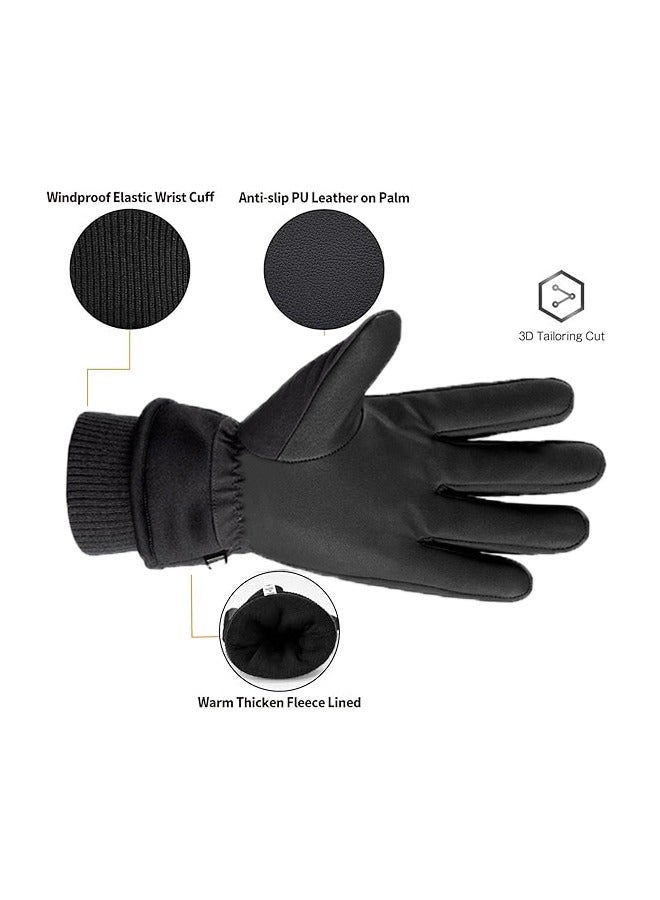 Jintai Thickened and Warm Skiing Touch Screen Gloves Winter Gloves Touchscreen Gloves Thermal Gloves for Men Women Windproof Water Resistant Gloves for Running Hiking Driving Skiing in Cold Weather(Black) - Image 2