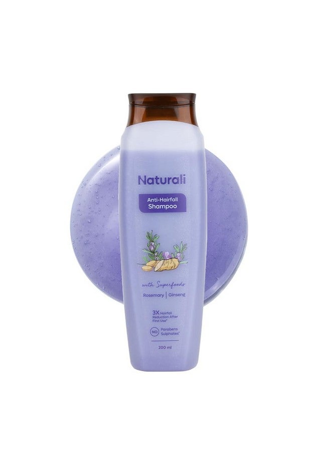 Naturali شامبو ناتورالي لمكافحة تساقط الشعر | 3x التحكم في تساقط الشعر | مع إكليل الجبل، البيوتين والجينسنغ | بدون كبريتات بدون بارابين | شامبو إكليل الجبل لنمو الشعر | 200 مل - Image 1