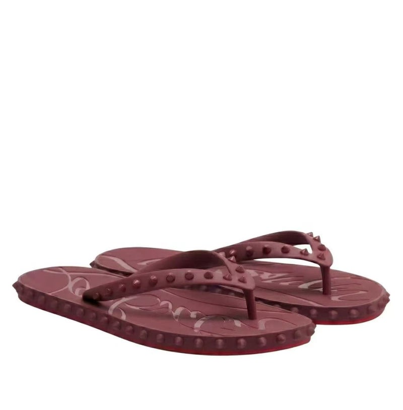 LTTL European Style Red Sole Rivet Non-Slip Flat Sandal for Beach and Outdoor Use - Perfect Couple's Choice