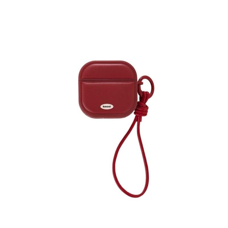 AD حافظة حماية متوافقة مع سماعات AirPods Pro / سماعات AirPods 3 / سماعات AirPods 1 / 2 جلدية مع غطاء صلب باللون أحمر وحماية من الخدش وحمل يومي خفيف خفيف الوزن باللون الأحمر - Image 1