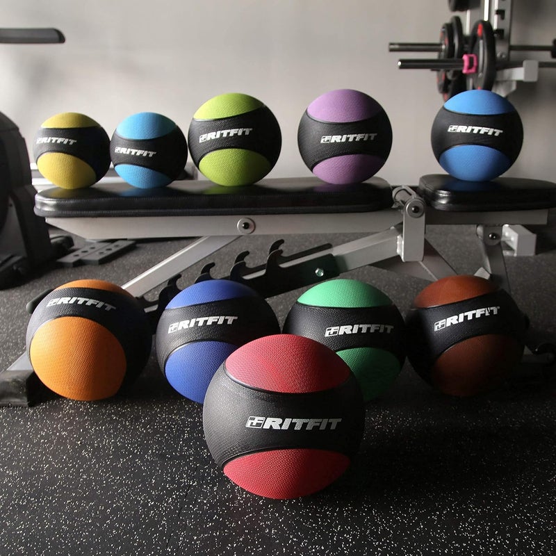 RitFit Weighted Medicine Ball - Non-Slip Rubber Shell & Dual Texture Grip - Workout Exercise Ball for Core Strength, Balance Training, Coordination Fitness - Multiple Weights & Colors - Image 4