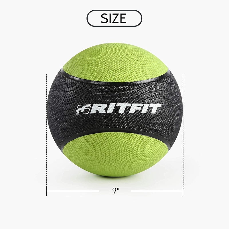 RitFit Weighted Medicine Ball - Non-Slip Rubber Shell & Dual Texture Grip - Workout Exercise Ball for Core Strength, Balance Training, Coordination Fitness - Multiple Weights & Colors - Image 3