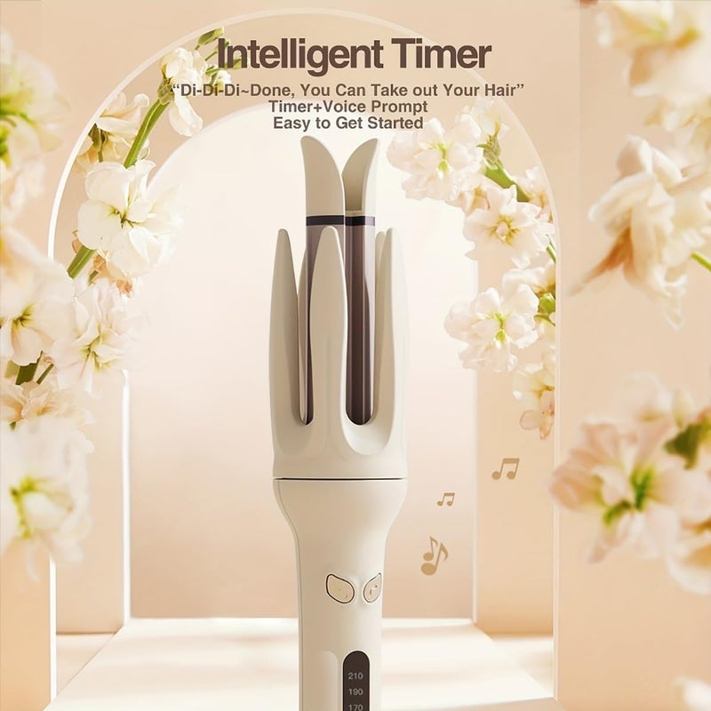 INK-EEZE Automatic Curling Iron,Hair Curler Automatic Rotating Wand,Anti-Scald,Four Speed Temperature Adjustment,Diameter 28mm,Anti-Tangle Rotating Curling Wand,Easy to Use Hair Curler,Yellow - Image 2