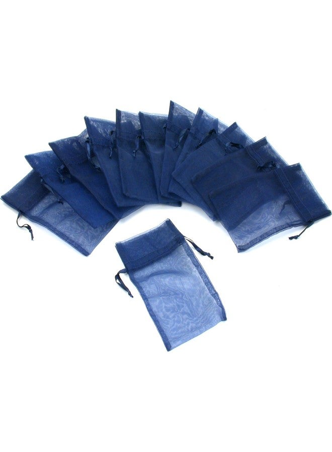 12 Jewelry Navy Blue Organza Drawstring Gift Bags 3x4"