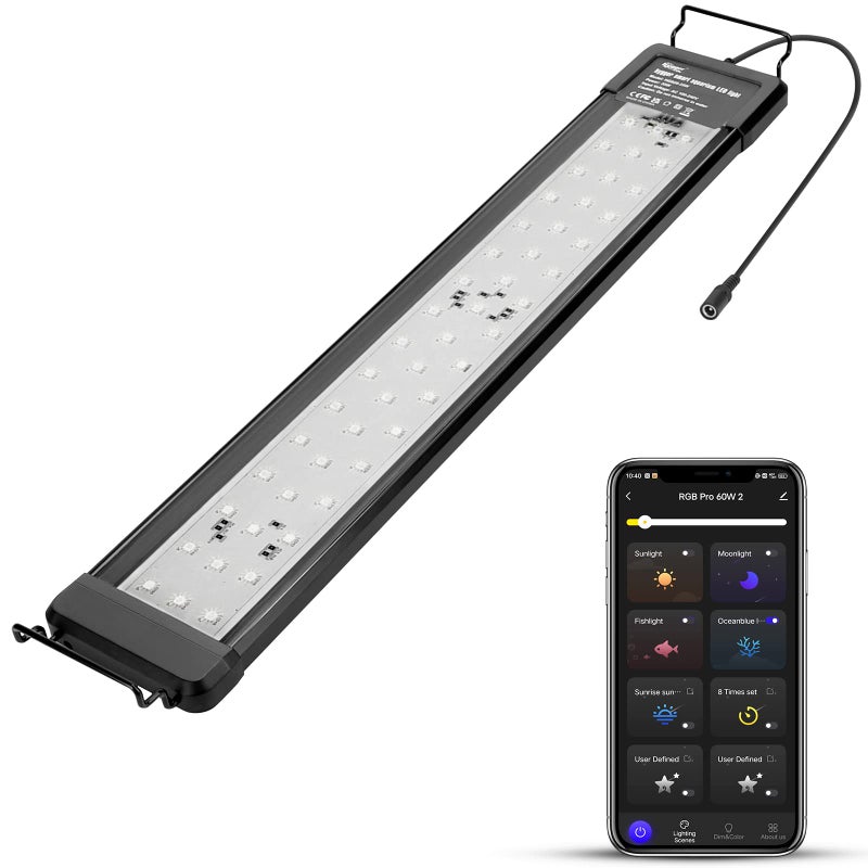 hygger 35W Smart Aquarium Light Bluetooth LED Light with App Control Full Spectrum Fish Tank Light with 247 Lighting Cycle 5 Modes Adjustable Timer for 2430 Freshwater Planted Tank - Image 2