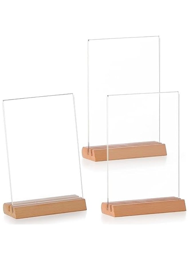Generic - Acrylic sign holder 5x7,Double Sided T/L Shape Menu Holder with Wooden Base, for Displaying Menus, Signs, and Photos in Restaurants, Offices, and Events - Image 1