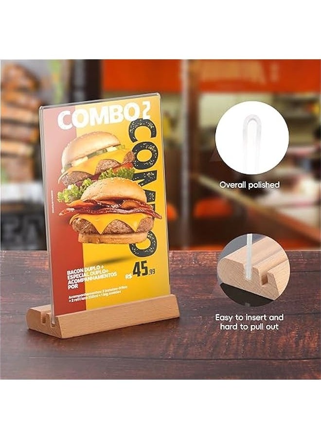 Generic - Acrylic sign holder 5x7,Double Sided T/L Shape Menu Holder with Wooden Base, for Displaying Menus, Signs, and Photos in Restaurants, Offices, and Events - Image 1