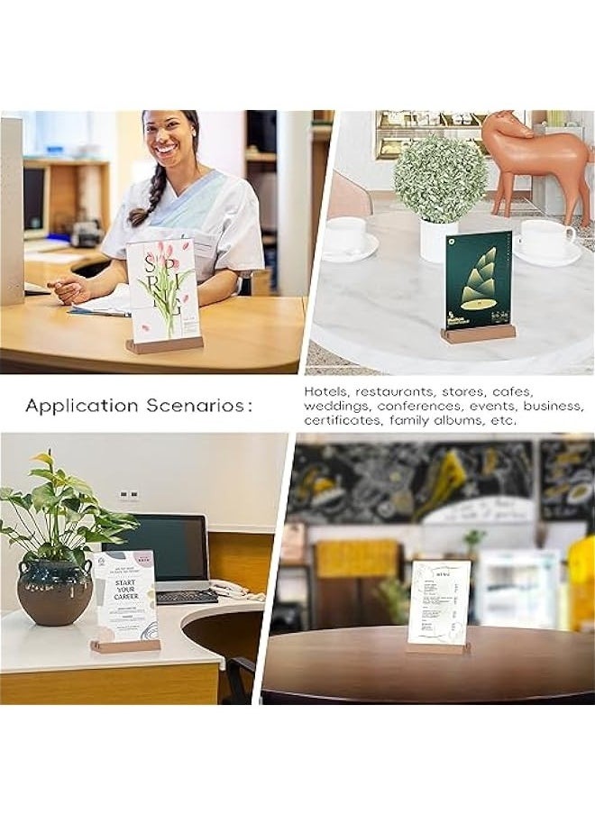 Generic - Acrylic sign holder 5x7,Double Sided T/L Shape Menu Holder with Wooden Base, for Displaying Menus, Signs, and Photos in Restaurants, Offices, and Events - Image 1