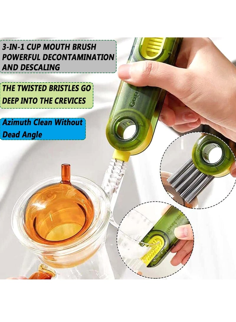 3 in 1 Multi-function Cleaning Brush 3 Pack Bottle Cleaning Brush Insulated Cup Gap Cleaning Tool Small Bottle Cup Lid Brush Cleaning Brush Suitable for All Types of Cups and Bottles - Image 3