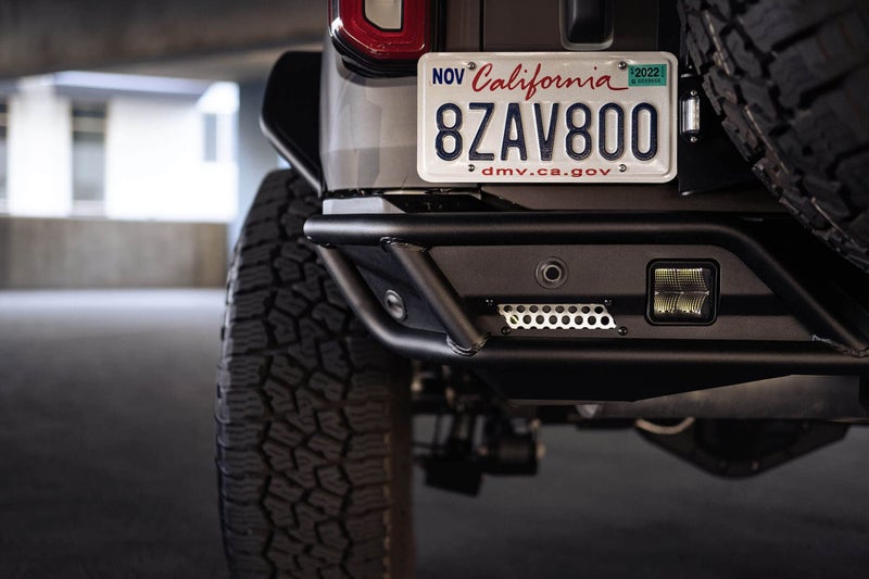 DV8 Offroad Rear License Plate Relocation Bracket for 2021-2026 Ford Bronco | Bolts to OEM Tire Carrier & Corner Bolts | Compatible with Aftermarket Rear Bumper | Quick & Easy Installation - Image 2