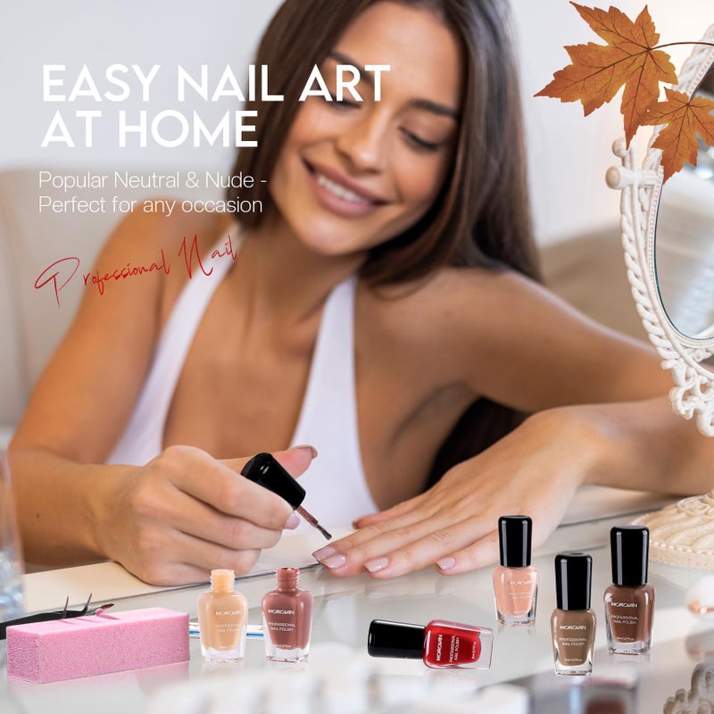 Morovan Brown Nail Polish Set: Winter Nude Dark Chocolate Nail Polish Kit Regular Air Quick Dry Autumn Fingernail Polish Pack for Women Nail Art Christmas Gift Holiday Party - Image 3