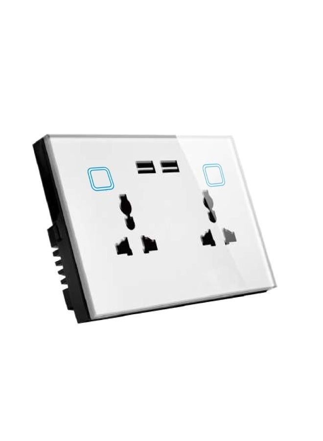 BUY4LESS Smart WiFi Wall Socket – 2 Gang (White) | Tempered Glass Panel, Universal Outlet, USB + Type-C Fast Charging, Smart Life/Tuya App Control - Image 5