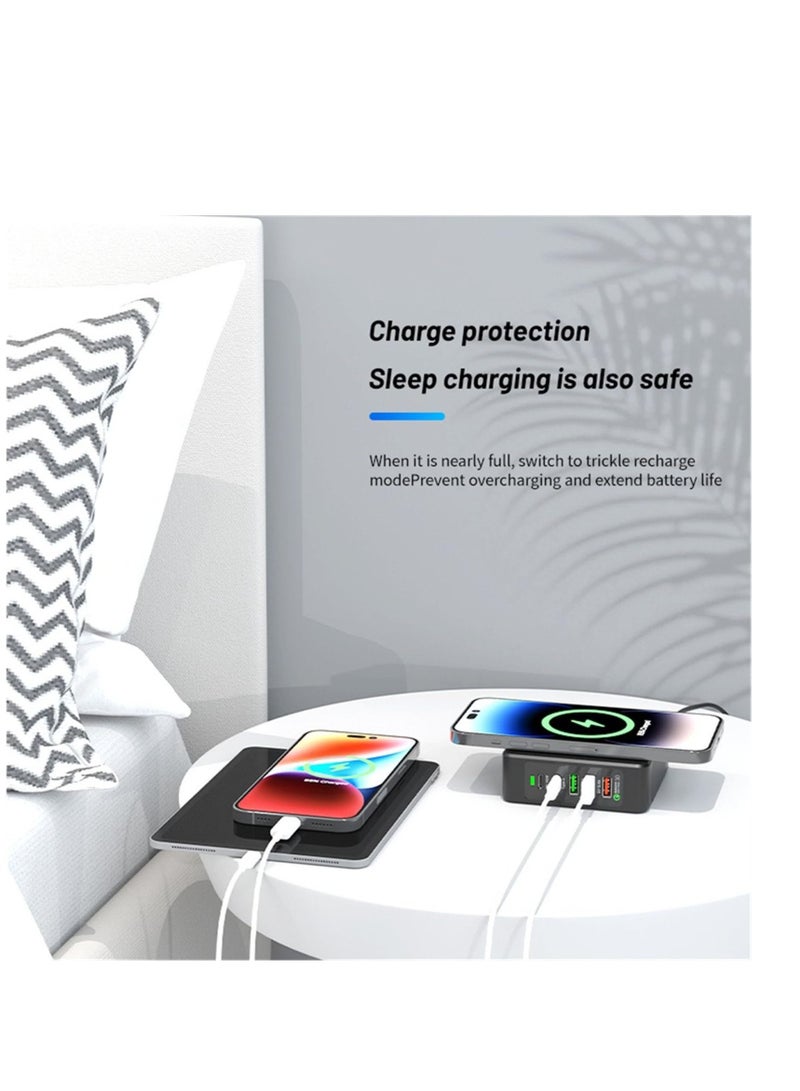 إكسفور محطة شحن USB ذكية متعددة المنافذ 75W ، محطة شحن لاسلكية HUB ، محطة شحن USB C المحمولة ، محطة شحن الكمبيوتر المحمول QC3.0 Type C PD محطة شحن الهاتف المحمول - Image 4