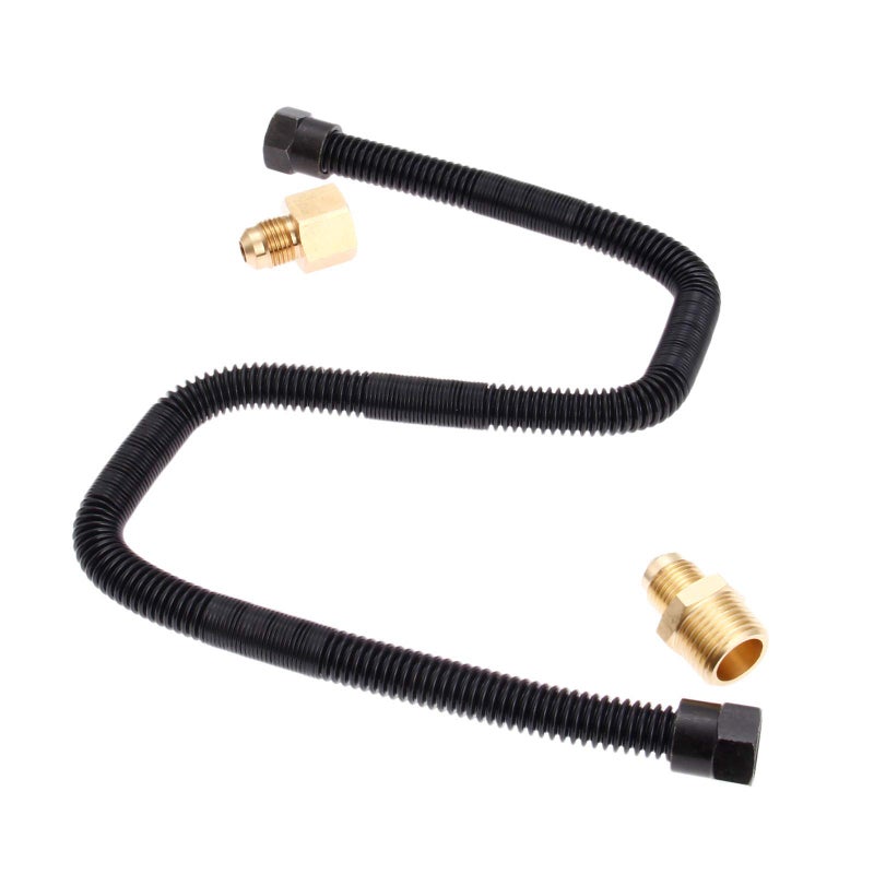 DRELD 24" Non-Whistle Flexible Flex Gas Line with 3/8" Male Flare x 1/2" Male NPT Fitting, 3/8" Male Flare x 1/2" Female NPT Fitting for Natural Gas or Liquid Propane Fire Pit and Fireplace Hose - Image 1