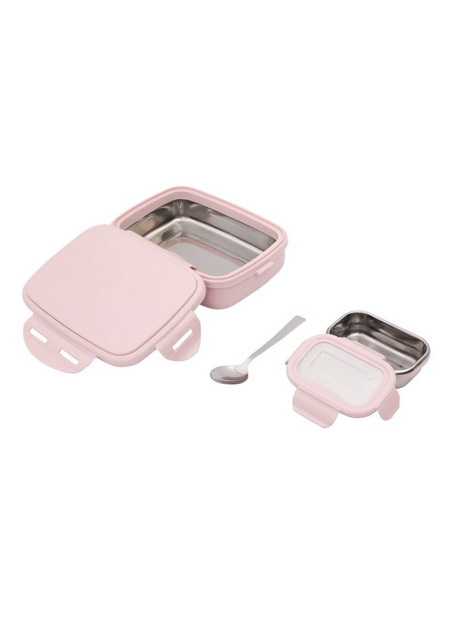 JAYPEE JAYPEE Stainless Steel Insulated Lunch Box Wavesteel Sr. Pink, 600 ml, Airtight Tiffin Box for School Kids |Spillproof with Silicon Seal |Food Grade | BPA Free  - Image 3