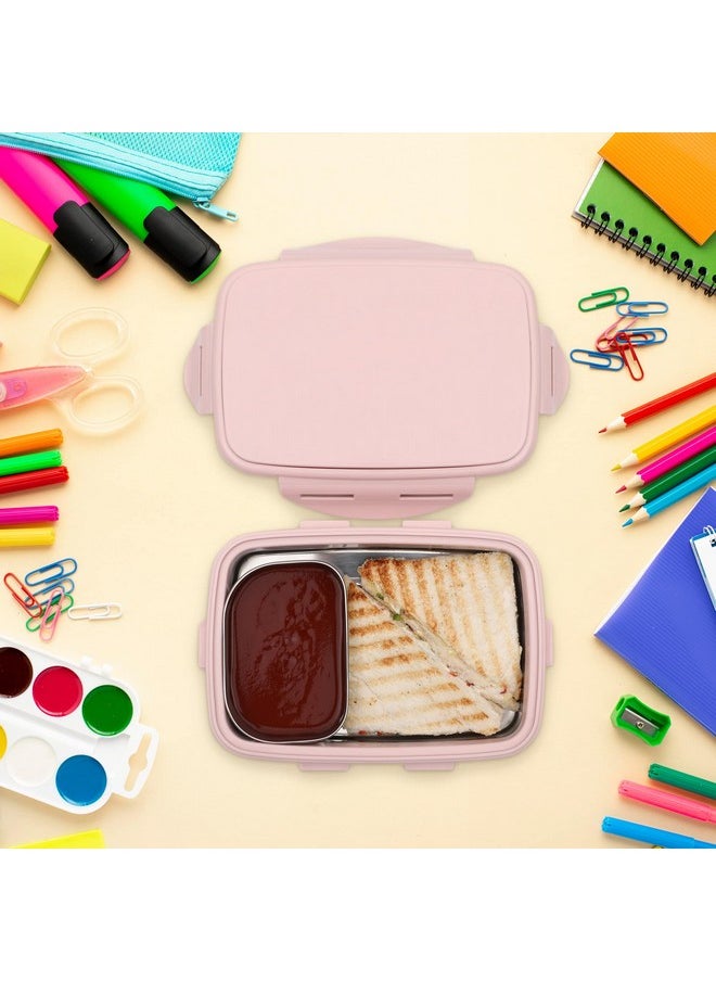 JAYPEE JAYPEE Stainless Steel Insulated Lunch Box Wavesteel Sr. Pink, 600 ml, Airtight Tiffin Box for School Kids |Spillproof with Silicon Seal |Food Grade | BPA Free  - Image 2