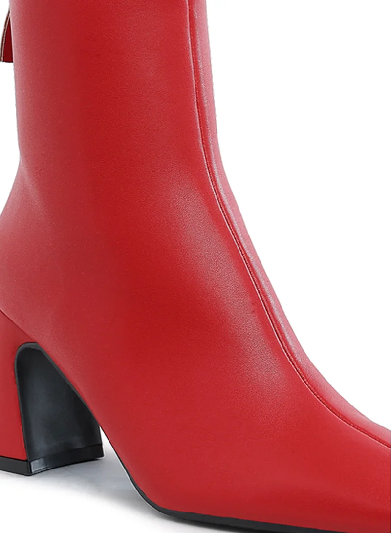 London Rag Faux Leather Square Toe Ankle Boots in Red