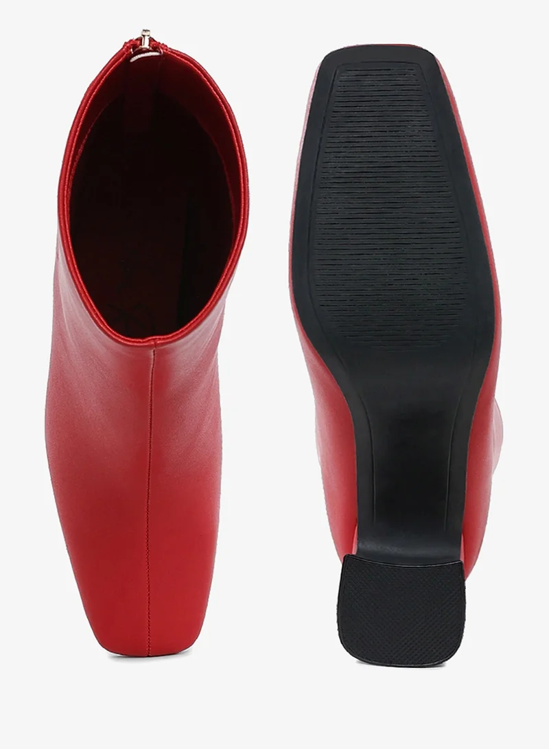 London Rag Red Faux Leather Square Toe Ankle Boots in Red for Women | Best Price UAE
