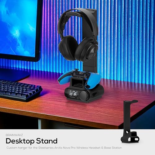 BRAINWAVZ Headphone Game Controller Stand Designed for Steelseries Arctis Nova Pro Wireless Headsets with Dock for The Wireless Base Station Black HP03 - Image 3