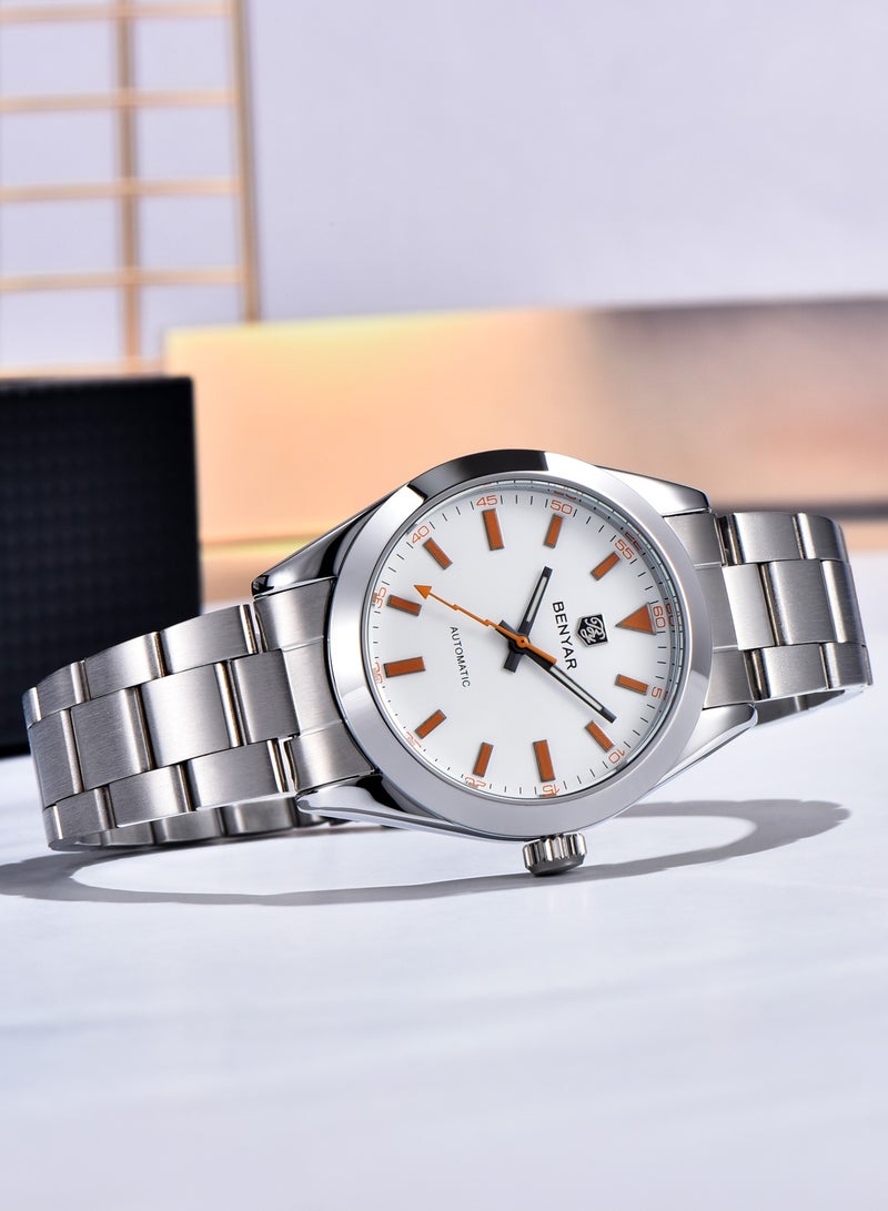 BENYAR New Men's Mechanical Automatic Watches, Luminous Hands, Daily Waterproof, Stainless Steel Strap, Men's Business Watch - Image 5