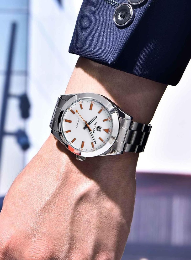 BENYAR New Men's Mechanical Automatic Watches, Luminous Hands, Daily Waterproof, Stainless Steel Strap, Men's Business Watch - Image 2